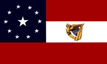 Irish 1st National Confederate :: 11 Stars & Bars with Irish Harp Flag 3 feet by 5 feet