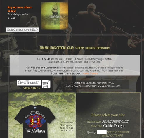 The Tim Malloys Merchandise <br><br><small>featured music at 3 Celts & Company</small>