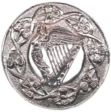 Fairie Harp on SHAMROCKS Chrome Brooch Jewelry