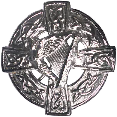 Fairie Harp on CELTIC CROSS Chrome Brooch Jewelry