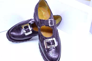 Black Leather Irish Buckle Brogues | Gold Buckle