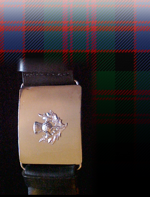 Chrome Buckle with Black Leather Kilt Belt