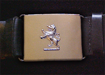 Black Leather 3-inch Belt with Lion Rampant Chrome Buckle