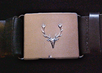 Black Leather 3-inch Belt with Celtic Stag Chrome Buckle