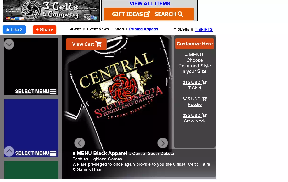 Tshirts, Hoodies, and Crewnecks from 3 Celts & Company | Official Fort Pierre, SD Highland Games Designs